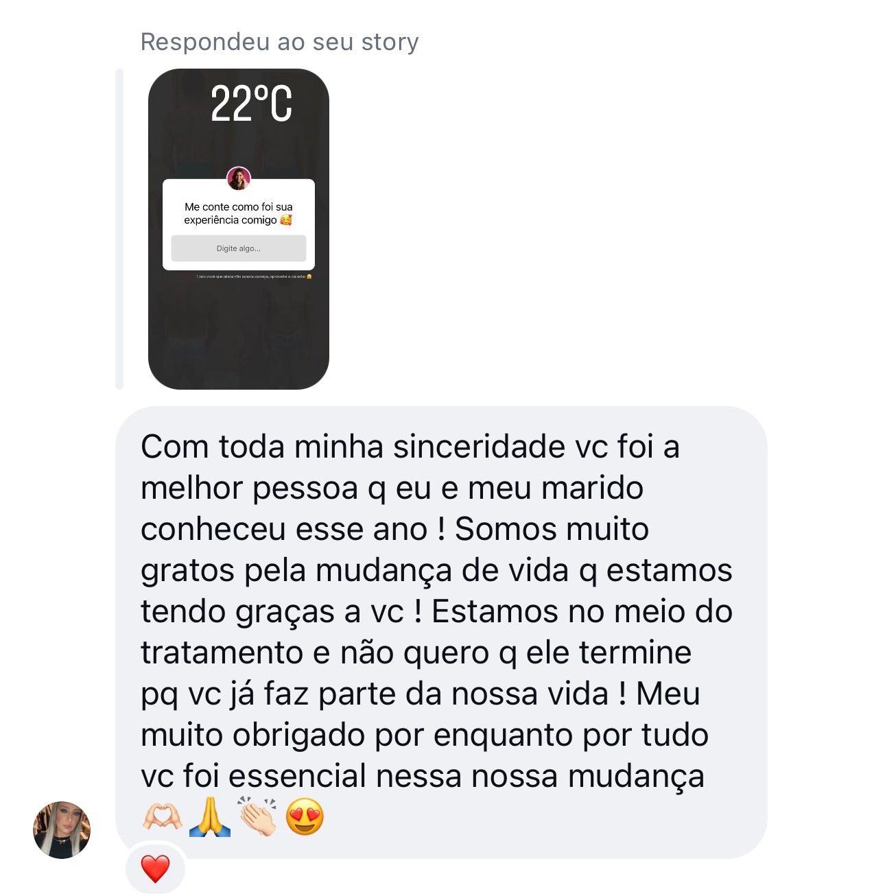 Depoimento de paciente via WhatsApp — 9
